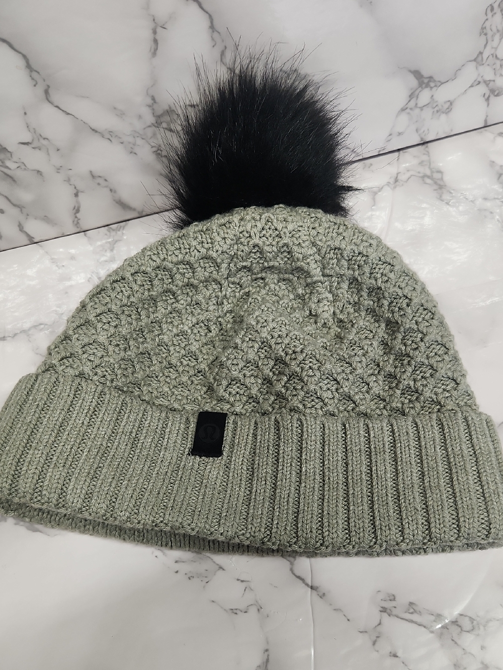 lululemon athletica Knit Pom Beanie Hat in Gray with Black Pom